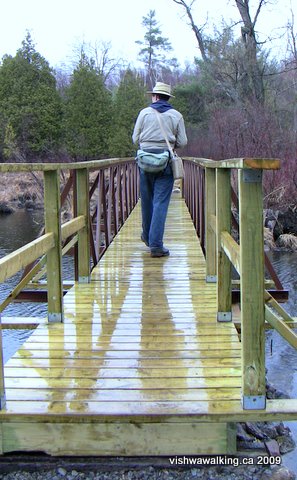 Rideau Trail, matt on bridge at Gould Lake Conservation area.