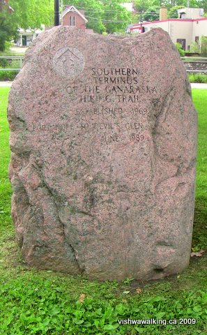 Ganaraska Trail, Port Hope, the granite rock at the start of the trial.