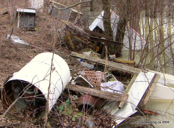 Tyendinaga, abandoned rail bed, garbage