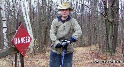 Gould Lake, Matt standing by a mica mine on the Mine Loop, west side of the Lake.