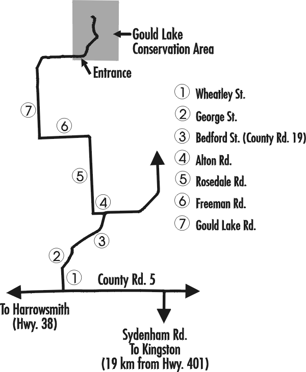 Gould Lake, directions to - map