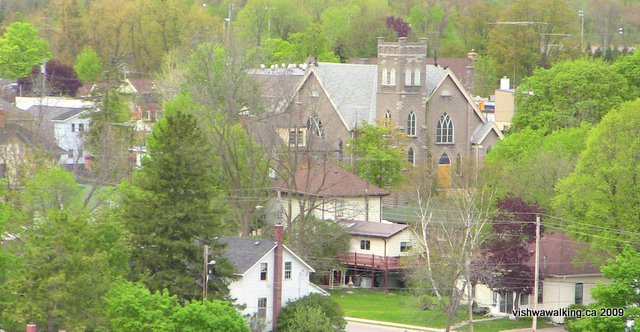 Lakefield cement plant, closeup of church