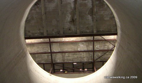 Lakefield cement plant, inside a silo looking up