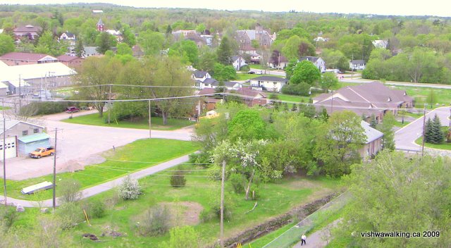 Lakefield cement plant, long shot into town