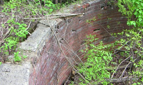 Marlbank cement plant, brick walls of large silo remains