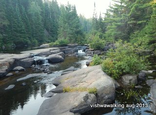 algonquin, highland backpacking trail, rapids west of bridge over Madawaska