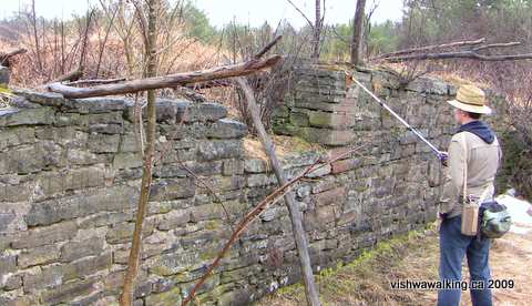 Gould Lake Conservation Area, barn foundations near entrance.